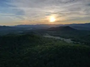 sunset on hot air balloon in north Georgia